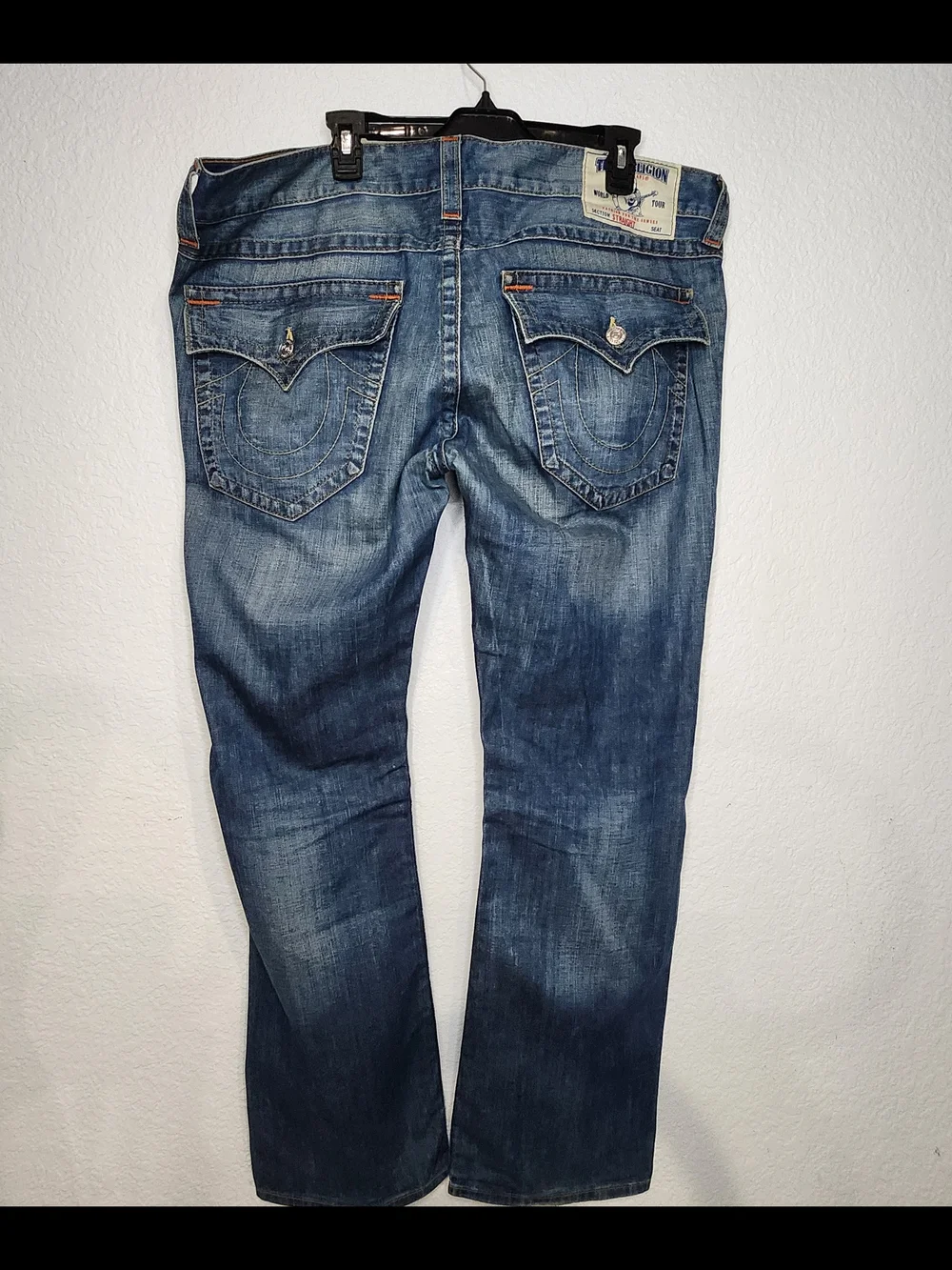 True Religion Men's Faded Blue Straight Jeans